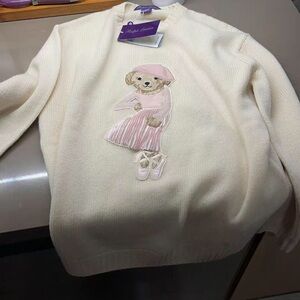 Ralph Lauren Ivory Sweater with Pink Bear Motif